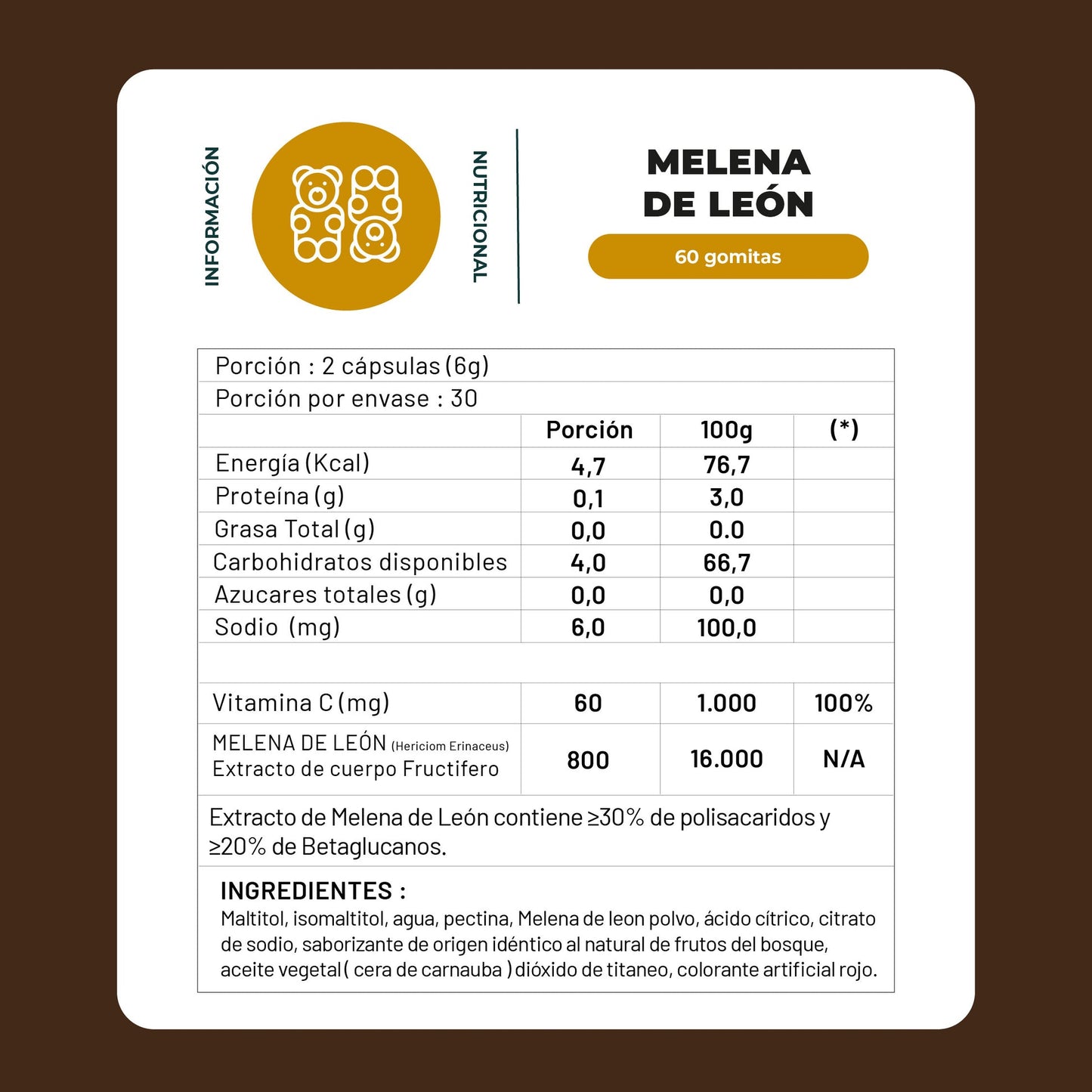 Gomitas Hongo Melena de león Karün Life 60 un