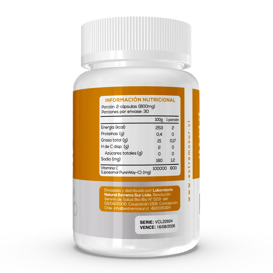 Cápsulas Vit C Liposomal Extremo Sur. 60un